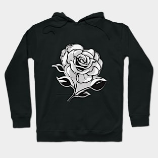 Monochrome Elegance Rose Illustration No. 678 Hoodie